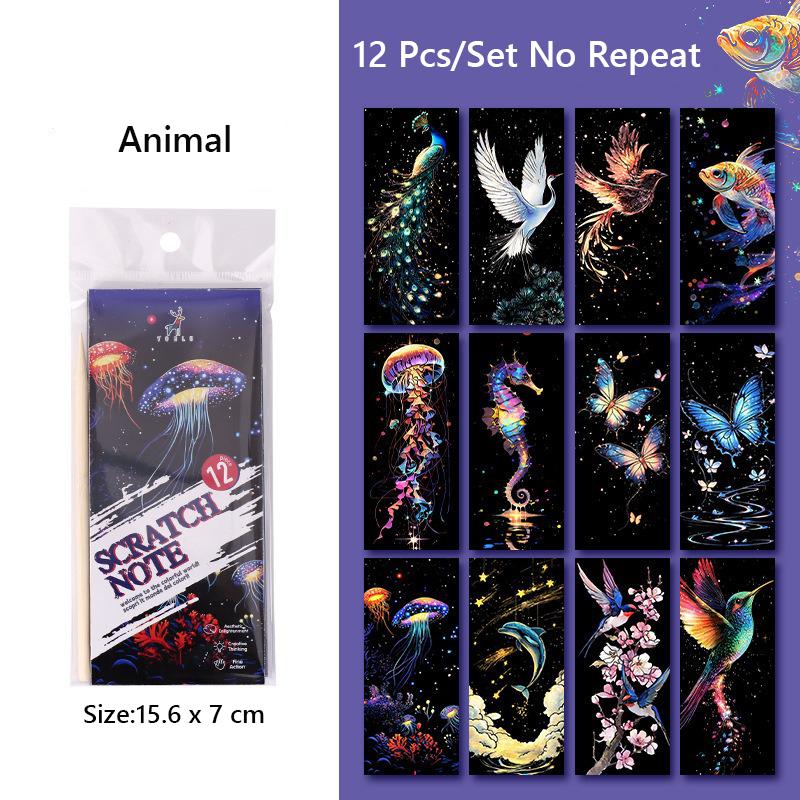 12 Pcs/Set Diy Scratch Painting Animal Bookmarks Colorful For Kids Portable Creative Doodle Art Toy Handmade Night Scene Art 15.6 cm x 7.0 cm
12 Pcs/Set Diy Scratch Painting Animal Bookmarks Colorful For Kids Portable Creative Doodle Art Toy Handmade Night Scene Art 15.6 cm x 7.0 cm
