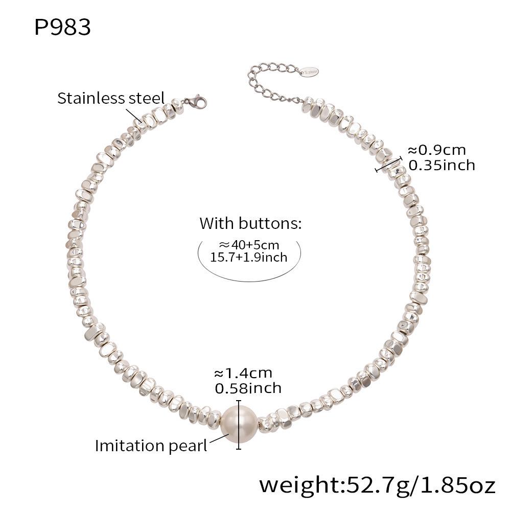 Stainless Steel Irregular Pearl Necklace - Trendy Silver Clavicle Chain
Stainless Steel Irregular Pearl Necklace - Trendy Silver Clavicle Chain