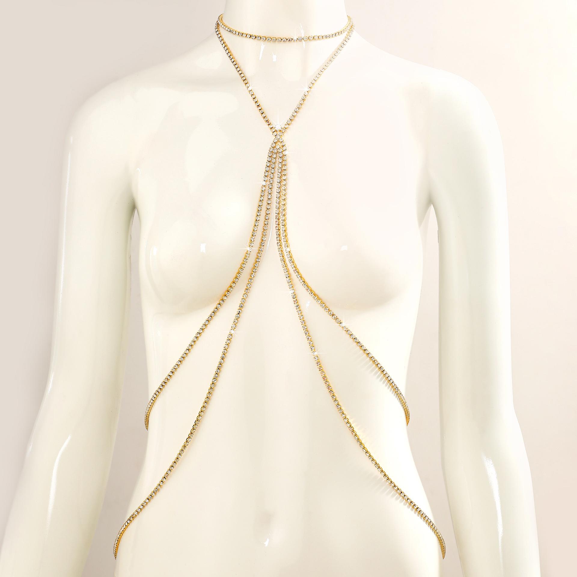 Zircon Tassel Chest Chain: Women s High-End European/American Multi-Layer Bikini Body Jewelry золотий
Zircon Tassel Chest Chain: Women s High-End European/American Multi-Layer Bikini Body Jewelry золотий