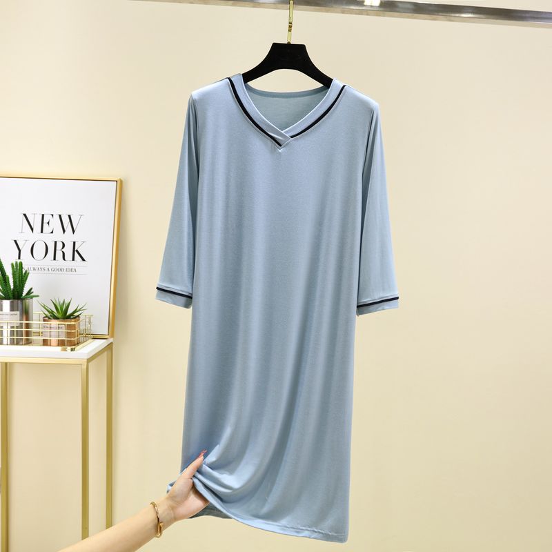 Женская ночная сорочка модал большого размера весна/лето тонкая повседневная универсальная длинная одежда домашняя прохладная с длинным рукавом свободное платье Blue XL (60.00 kg-75.00 kg recommended
Женская ночная сорочка модал большого размера весна/лето тонкая повседневная универсальная длинная одежда домашняя прохладная с длинным рукавом свободное платье Blue XL (60.00 kg-75.00 kg recommended