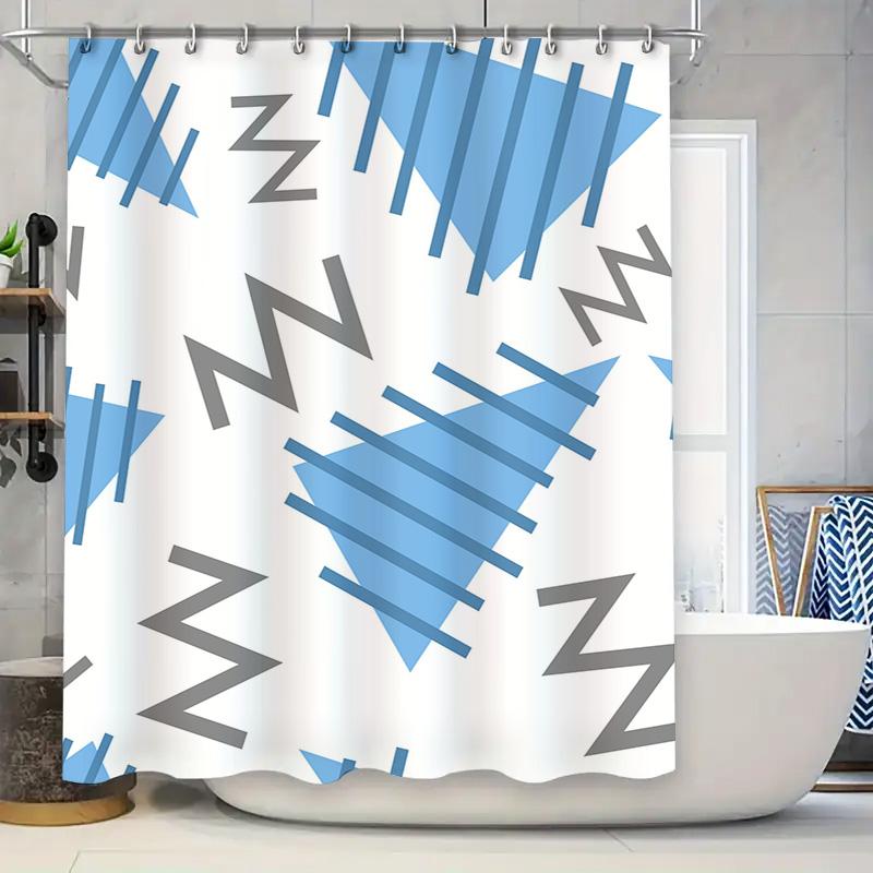 Unique Geometric Design Shower Curtain Blue Grey Stripes With Zzz Logo For Bathroom Decor Water-Resistant Fabric W60H190(CM)-1 Pcs
Unique Geometric Design Shower Curtain Blue Grey Stripes With Zzz Logo For Bathroom Decor Water-Resistant Fabric W60H190(CM)-1 Pcs