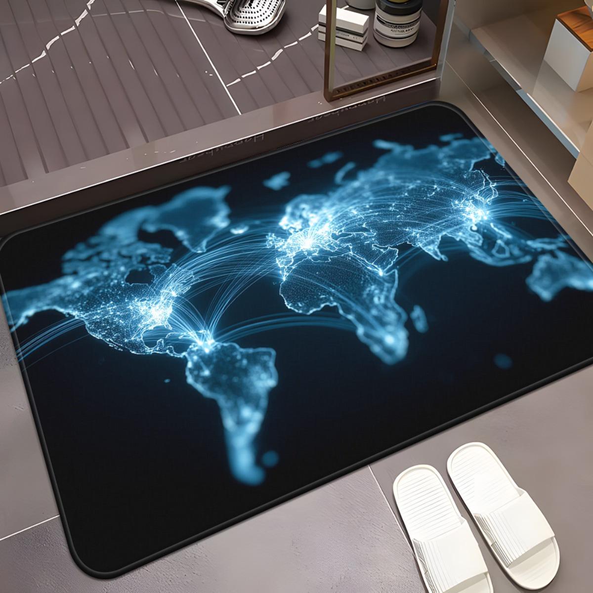1pc World Map Design Door Mat - Non-Slip Backing, Machine Washable Absorbent Mat with Glowing Global Network Pattern in Blue/Bla 60cm x 90cm
1pc World Map Design Door Mat - Non-Slip Backing, Machine Washable Absorbent Mat with Glowing Global Network Pattern in Blue/Bla 60cm x 90cm