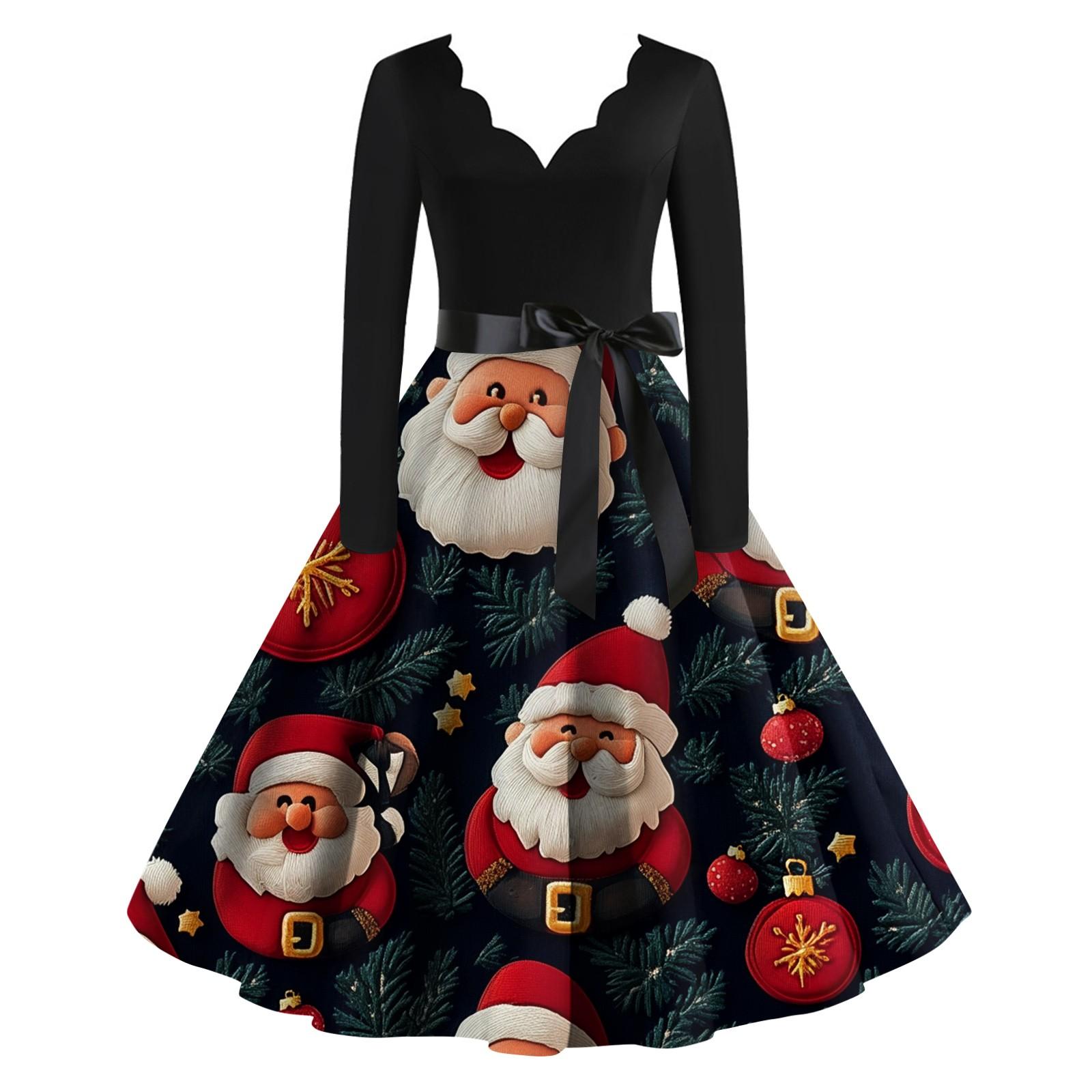 Женское рождественское платье с V-образным вырезом и широким подолом, длинное платье с рукавами XXXXXL тёмно-синий
Женское рождественское платье с V-образным вырезом и широким подолом, длинное платье с рукавами XXXXXL тёмно-синий