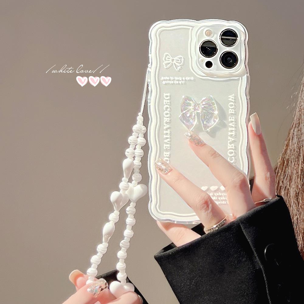 For iPhone 13 Pro Cell Phone Cover Bowknot Decor Clear TPU Mobile Phone Case with Wrist Strap A
For iPhone 13 Pro Cell Phone Cover Bowknot Decor Clear TPU Mobile Phone Case with Wrist Strap A