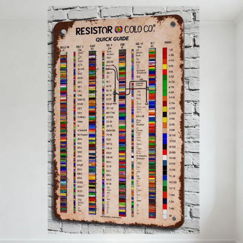 Vintage Resistor Color Code Chart Metal Tin Sign, Retro Aged Style Wall Decor for Electronics Enthusiasts, Home/Shop Man Cave Ba 20x30cm(7.8x11.8inch)
Vintage Resistor Color Code Chart Metal Tin Sign, Retro Aged Style Wall Decor for Electronics Enthusiasts, Home/Shop Man Cave Ba 20x30cm(7.8x11.8inch)