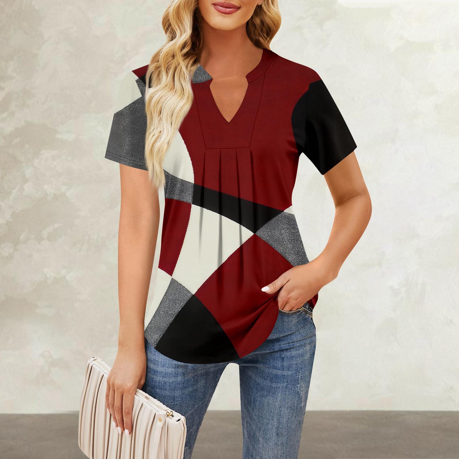 Женская повседневная свободная футболка с коротким рукавом и v-образным вырезом на груди, плиссированная свободная футболка с принтом, топ XL винный
Женская повседневная свободная футболка с коротким рукавом и v-образным вырезом на груди, плиссированная свободная футболка с принтом, топ XL винный