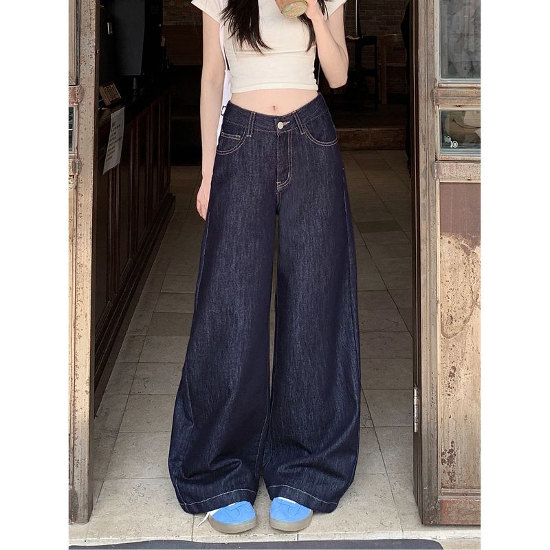 Washed Dark Blue Denim Drooping Straight Loose Pants Female High Waist Loose-Fitting Mopping Pants All-Matching Long Pants Summer Dark blue pants recommend height 155-165cm XL
Washed Dark Blue Denim Drooping Straight Loose Pants Female High Waist Loose-Fitting Mopping Pants All-Matching Long Pants Summer Dark blue pants recommend height 155-165cm XL
