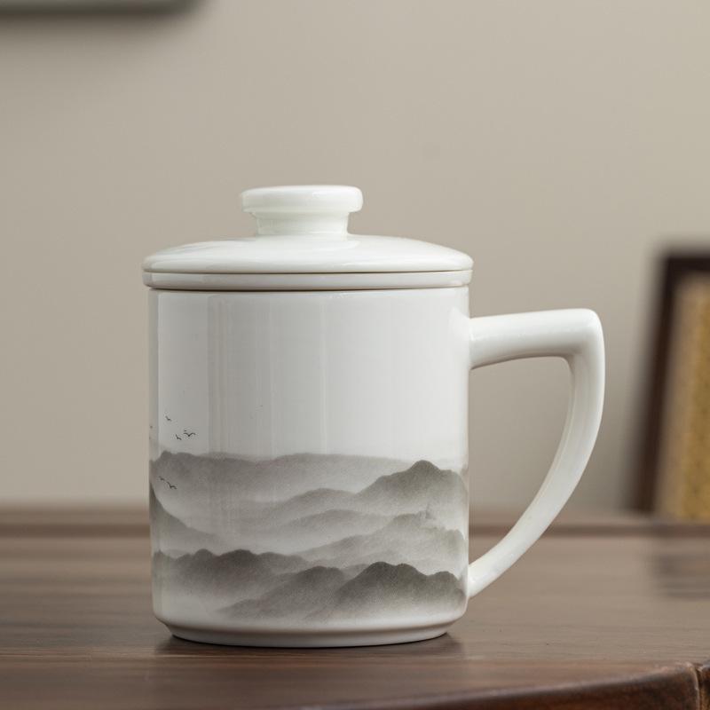 Набор из трех предметов: чашка для чая в стиле гуофэн, подарок учителю ко Дню отца, подарок на пенсию от компании, печать для ежегодного собрания 301-400ml