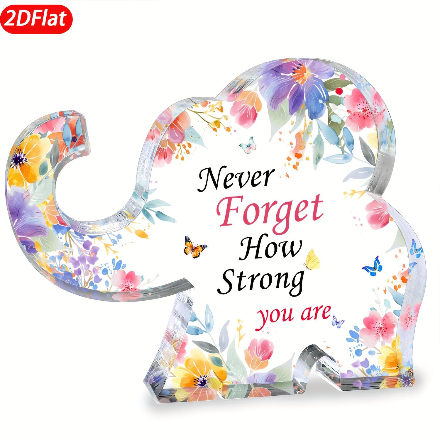 Inspirational Elephant-Shaped Acrylic Desk Decor - Never Forget How Strong You Are Motivational Gift for Women, Mother, Sister, Daughter 7.5*10cm
Inspirational Elephant-Shaped Acrylic Desk Decor - Never Forget How Strong You Are Motivational Gift for Women, Mother, Sister, Daughter 7.5*10cm