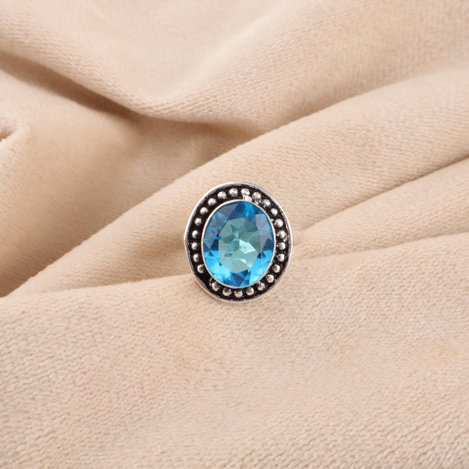 Swiss Blue Topaz Gemstone 925 Sterling Silver Jewelry Handmade Ring Gift For Mom RR-62-7 13
Swiss Blue Topaz Gemstone 925 Sterling Silver Jewelry Handmade Ring Gift For Mom RR-62-7 13