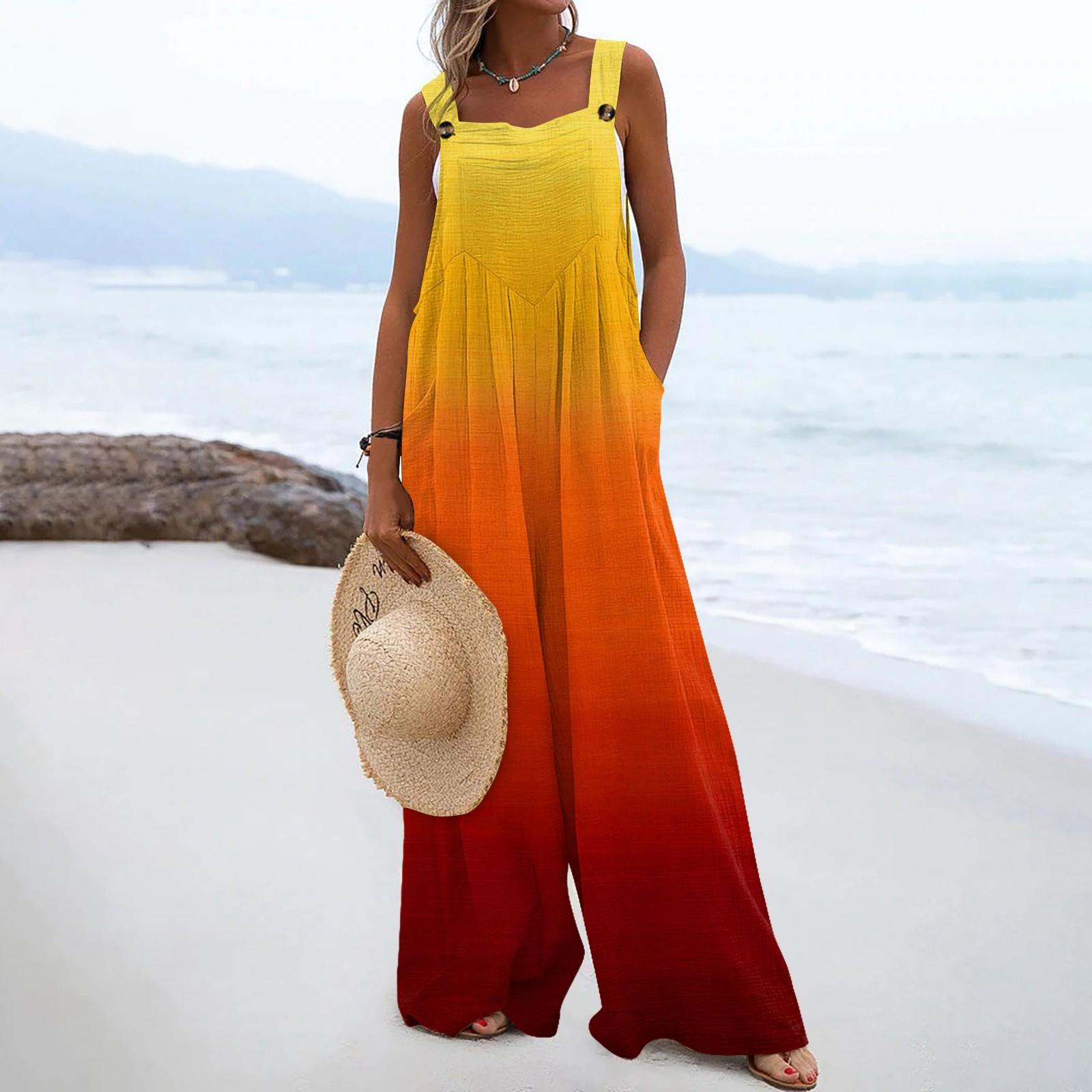 Жіночі комбінезони Повсякденні широкі комбінезони з принтом Комбінезони з комбінезонами без рукавів на бретелях з кишенями Одяг XL жовтий
Жіночі комбінезони Повсякденні широкі комбінезони з принтом Комбінезони з комбінезонами без рукавів на бретелях з кишенями Одяг XL жовтий