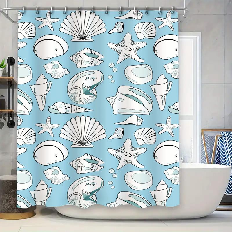 Blue Sea Shell Print Shower Curtain Set: Waterproof Fabric Decorative Home Bath Room Accessory for Bathroom Light Blue 90x180cm
Blue Sea Shell Print Shower Curtain Set: Waterproof Fabric Decorative Home Bath Room Accessory for Bathroom Light Blue 90x180cm
