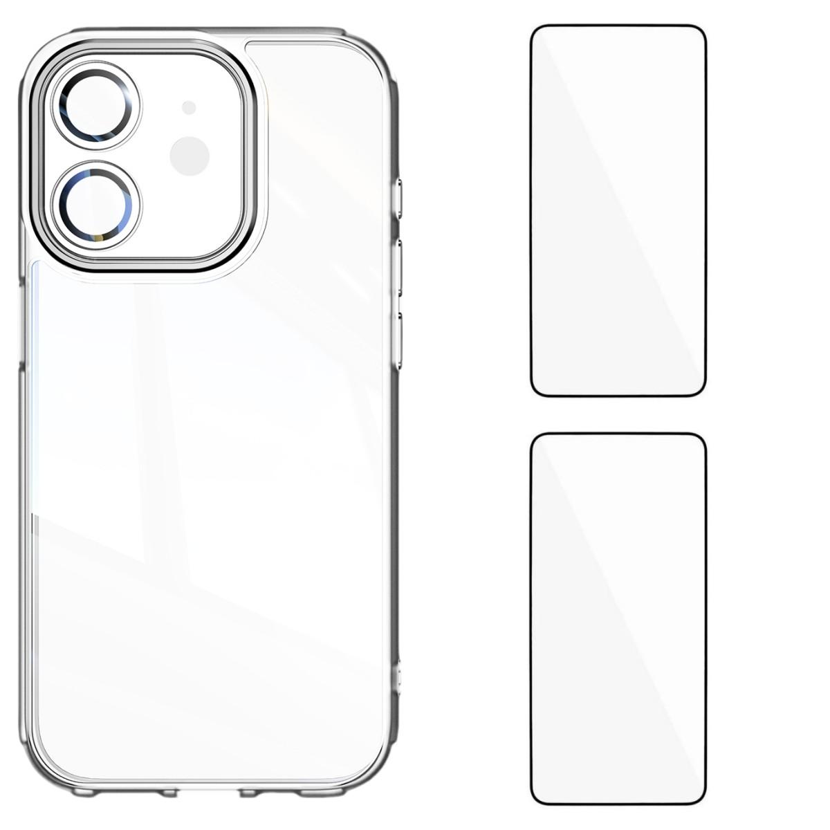 For iPhone 12 6.1 inch TPU Case WANLONFENG Drop-proof Clear Phone Cover with 2Pcs Tempered Glass Film Transparent
For iPhone 12 6.1 inch TPU Case WANLONFENG Drop-proof Clear Phone Cover with 2Pcs Tempered Glass Film Transparent