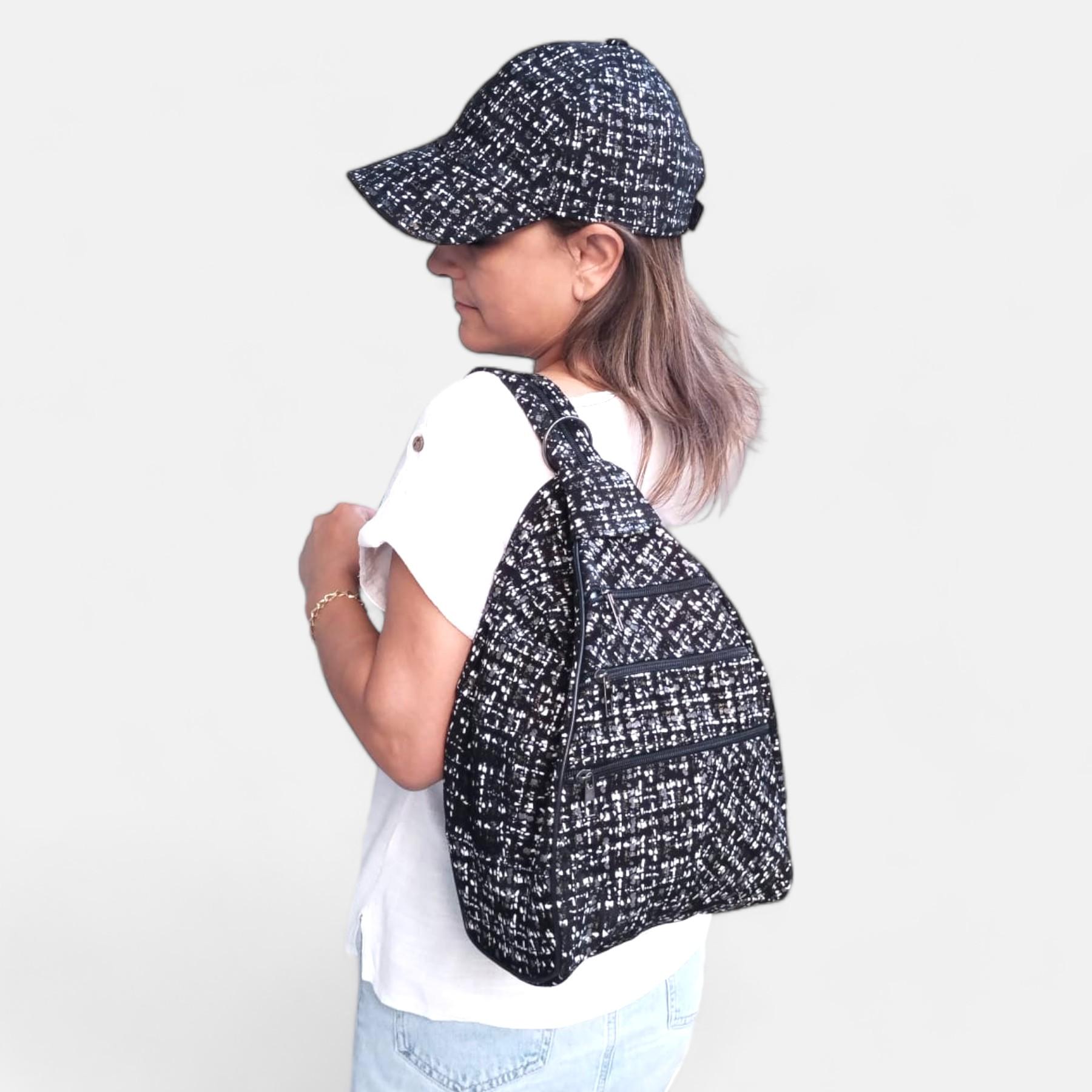 Женский рюкзак Lederax из натуральной кожи + бейсболка LD487 черный белый