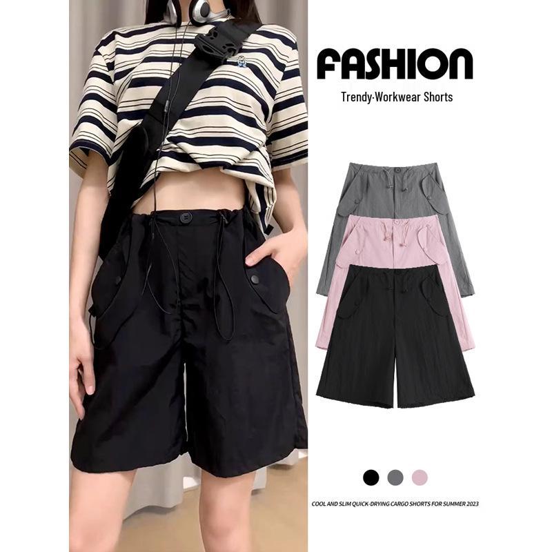 Women s American-Style Black Ice Silk Cargo Shorts: Summer Loose Fit, Mid-Length, Wide-Leg, Casual Sportswear 2XL
Women s American-Style Black Ice Silk Cargo Shorts: Summer Loose Fit, Mid-Length, Wide-Leg, Casual Sportswear 2XL