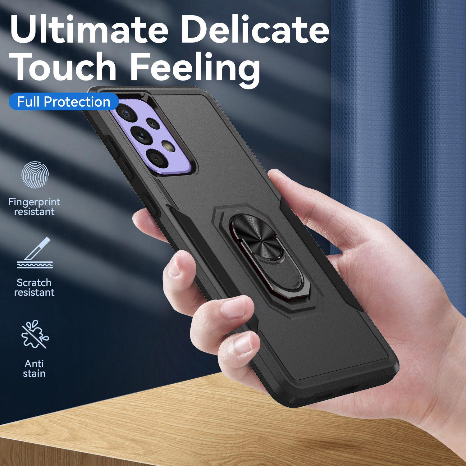 For Samsung Galaxy A33 5G PC+TPU Phone Protective Case Rotating Ring Kickstand Anti-drop Back Cover Support Magnetic Car Mount Black/Black
For Samsung Galaxy A33 5G PC+TPU Phone Protective Case Rotating Ring Kickstand Anti-drop Back Cover Support Magnetic Car Mount Black/Black