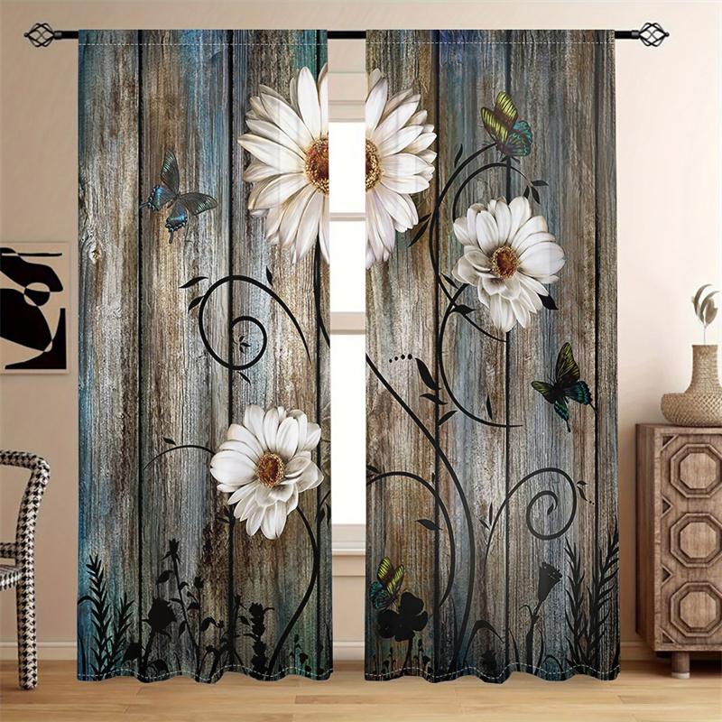 2pcs Rustic Wooden Wild Flowers Vintage Western Country Style Brown Grommet Top Printed Windows Curtains For Bedroom Office 100W130H(CM)&Rod Pocket
2pcs Rustic Wooden Wild Flowers Vintage Western Country Style Brown Grommet Top Printed Windows Curtains For Bedroom Office 100W130H(CM)&Rod Pocket