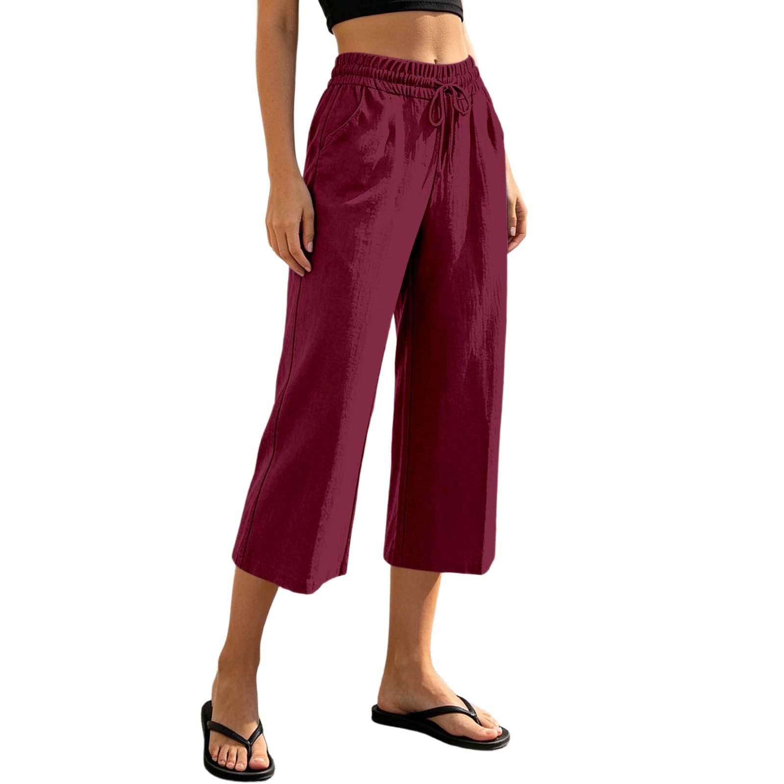 Women Casual Loose Fit Drawstring Waist Crop Pants with Back Pockets Wide Leg Linen Blend Trousers for Everyday Wear M винный
Women Casual Loose Fit Drawstring Waist Crop Pants with Back Pockets Wide Leg Linen Blend Trousers for Everyday Wear M винный