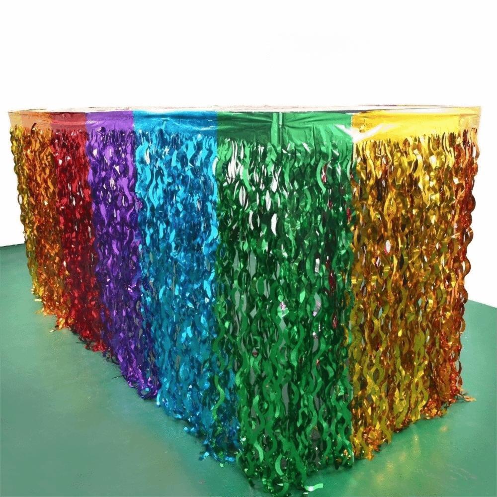 Wavy Design Foil Fringe Table Skirt Rainbow Gradient Party Table Decoration Birthday Party 3
Wavy Design Foil Fringe Table Skirt Rainbow Gradient Party Table Decoration Birthday Party 3