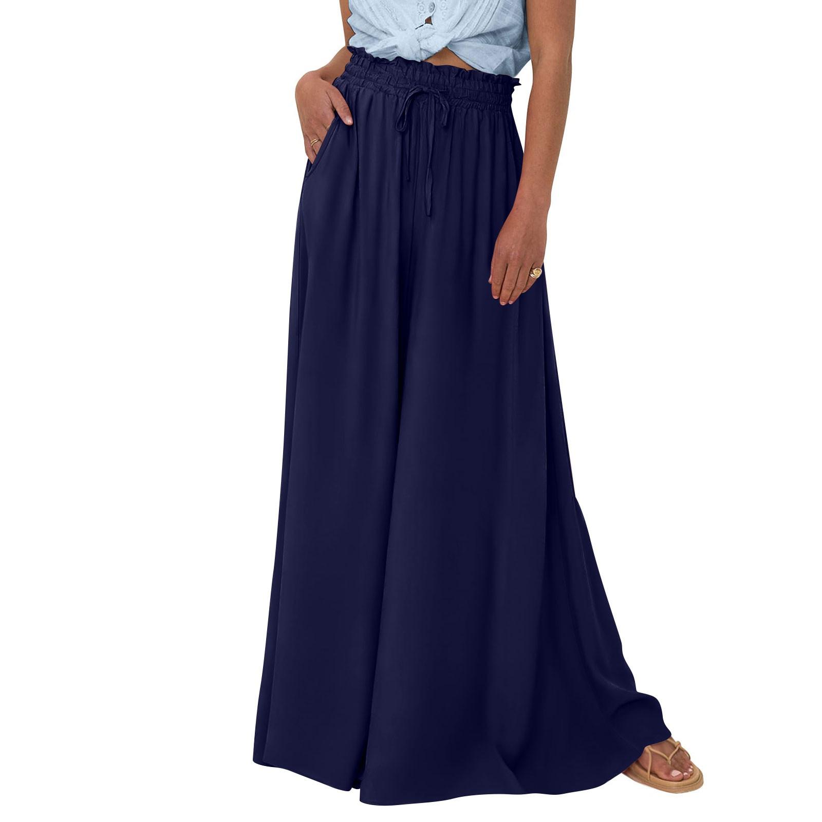 Women High Waisted Wide Leg Pants Summer Casual Flowy Palazzo Pants Beach Trousers With Pocket XL Темно-синій
Women High Waisted Wide Leg Pants Summer Casual Flowy Palazzo Pants Beach Trousers With Pocket XL Темно-синій