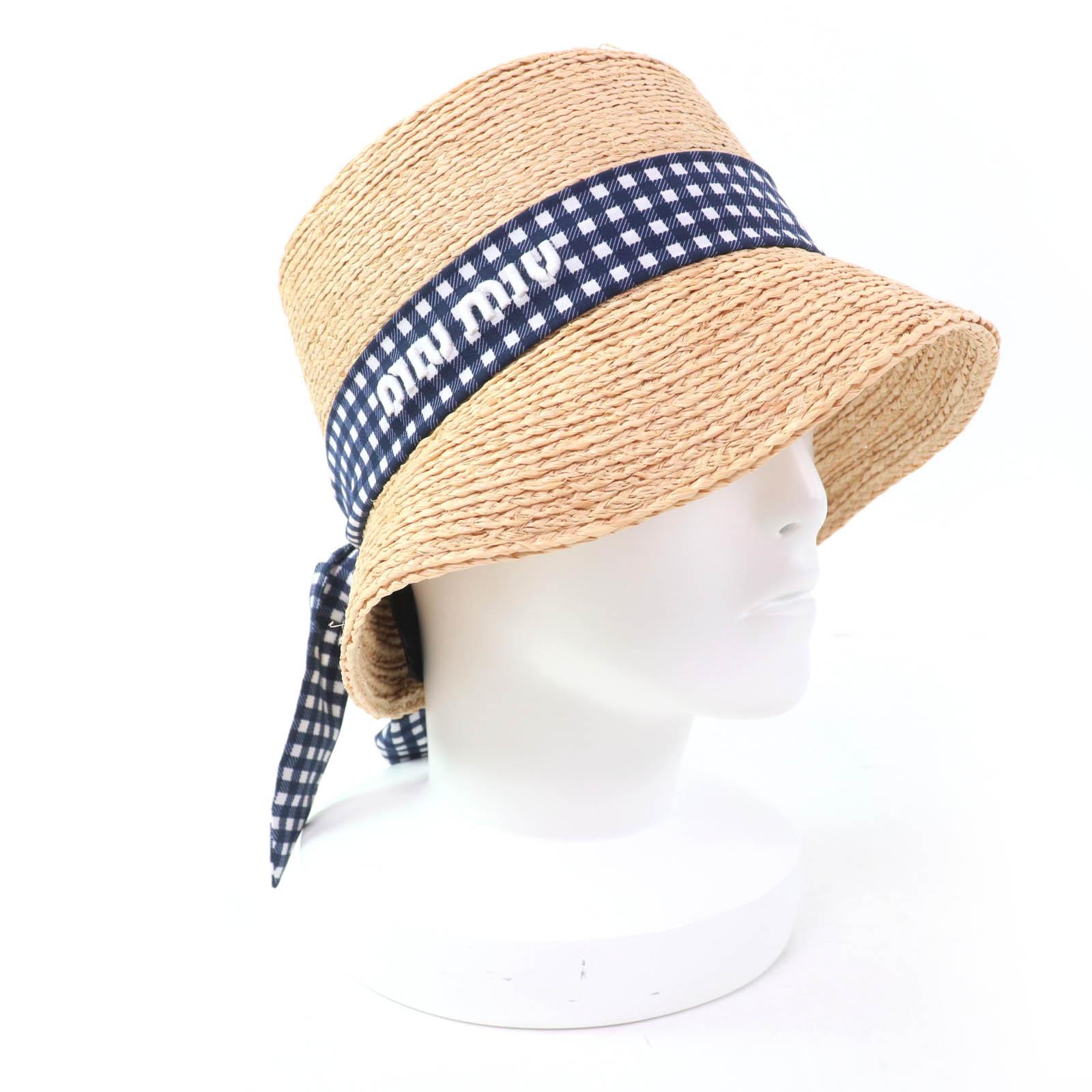 Great MIUMIU hat Gingham check straw hat natural Raffia Women M 5HC307 Used
Great MIUMIU hat Gingham check straw hat natural Raffia Women M 5HC307 Used