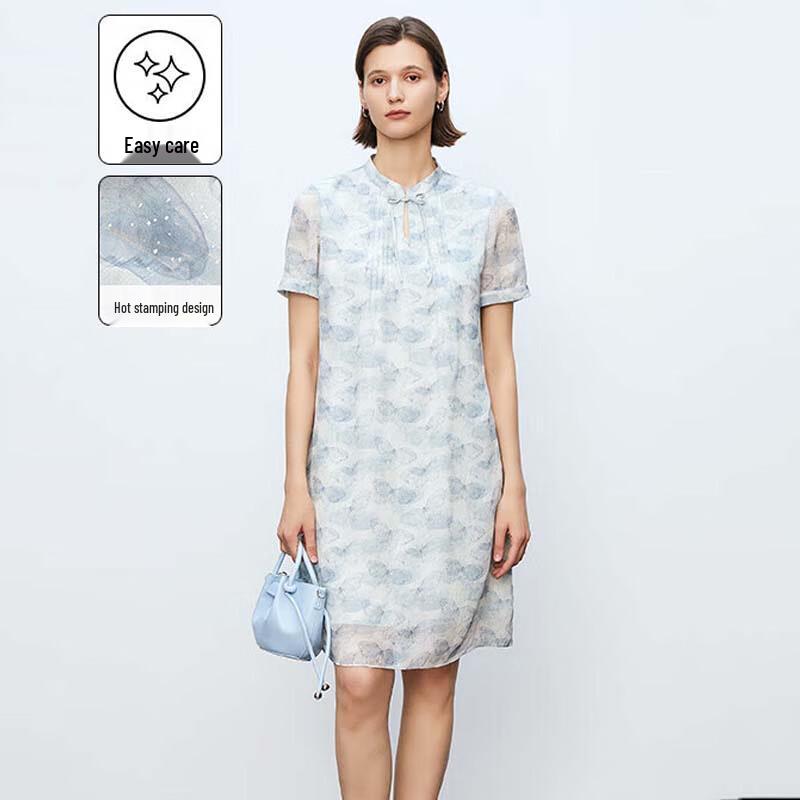JESSIE New Chinese Style Stamped Silver Stand-Collar Chiffon Printed Dress M
JESSIE New Chinese Style Stamped Silver Stand-Collar Chiffon Printed Dress M