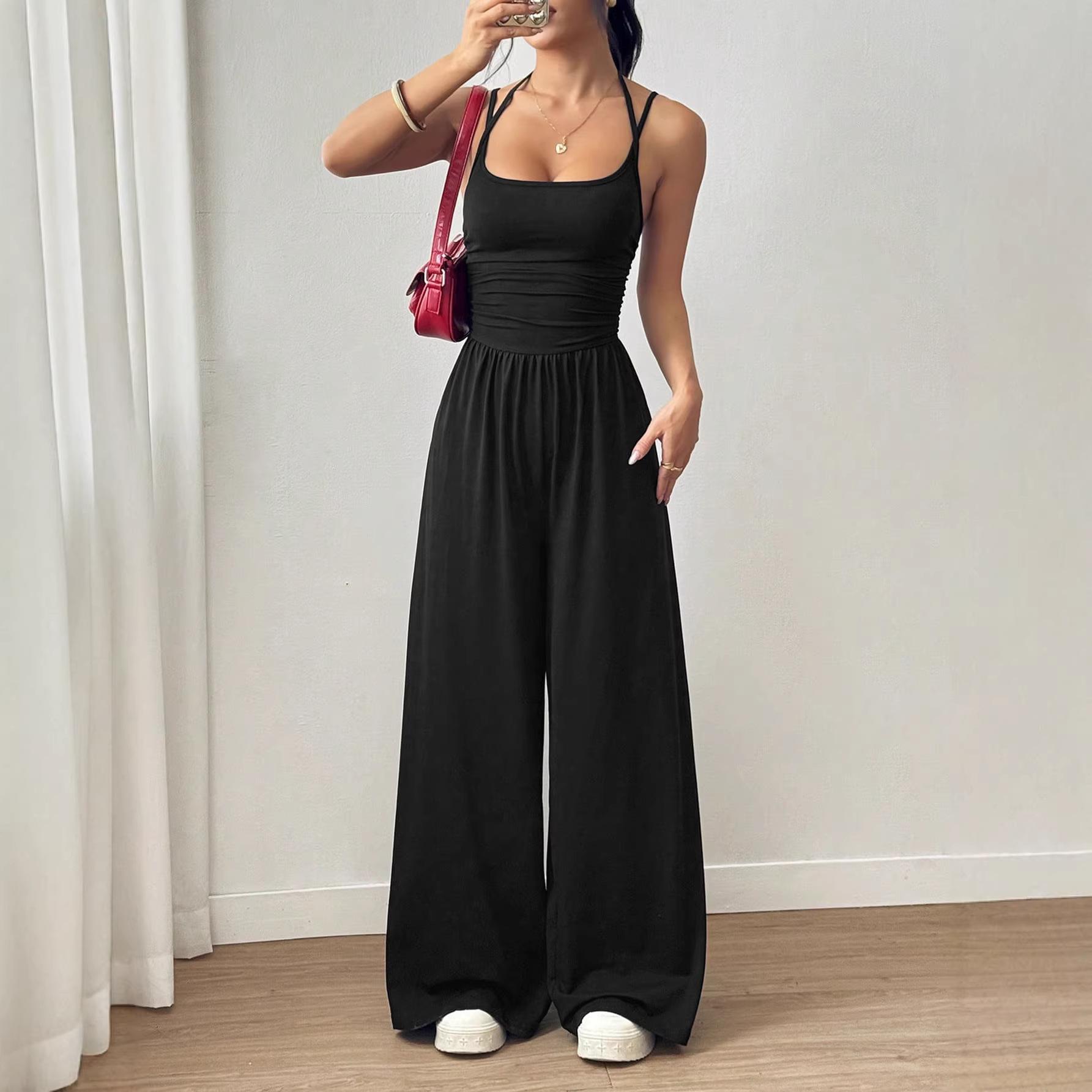 New Solid-color Halter Top Women s Casual Constricting One-piece Pants for Summer, Loose and Wide-leg Design XL чорний
New Solid-color Halter Top Women s Casual Constricting One-piece Pants for Summer, Loose and Wide-leg Design XL чорний