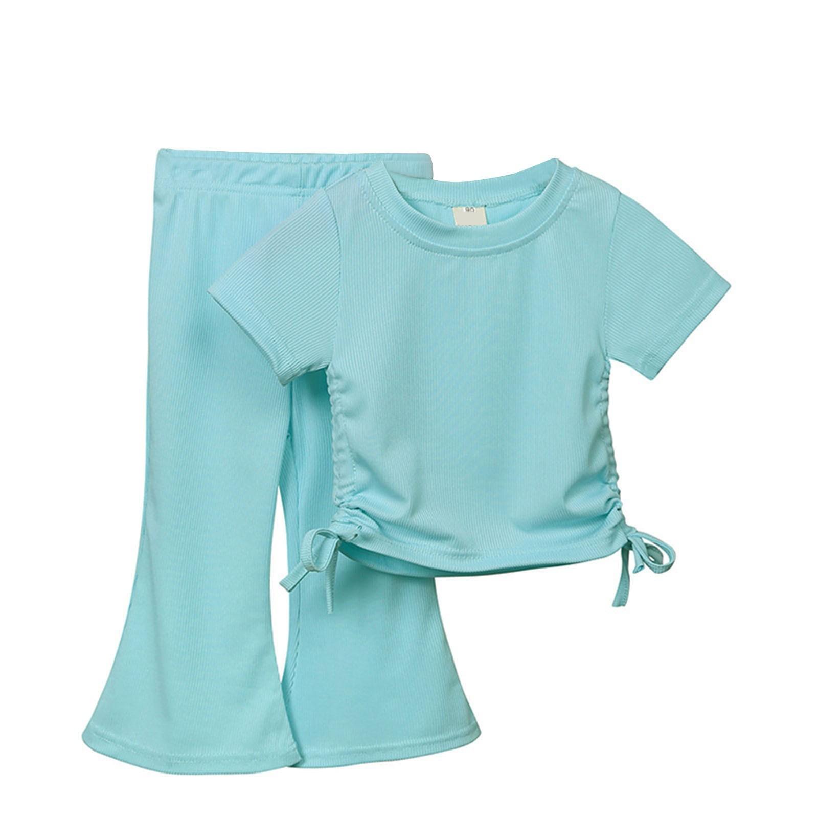 Летний детский комплект с коротким рукавом, однотонный тонкий расклешенный комплект из двух предметов для малышей 130
Летний детский комплект с коротким рукавом, однотонный тонкий расклешенный комплект из двух предметов для малышей 130