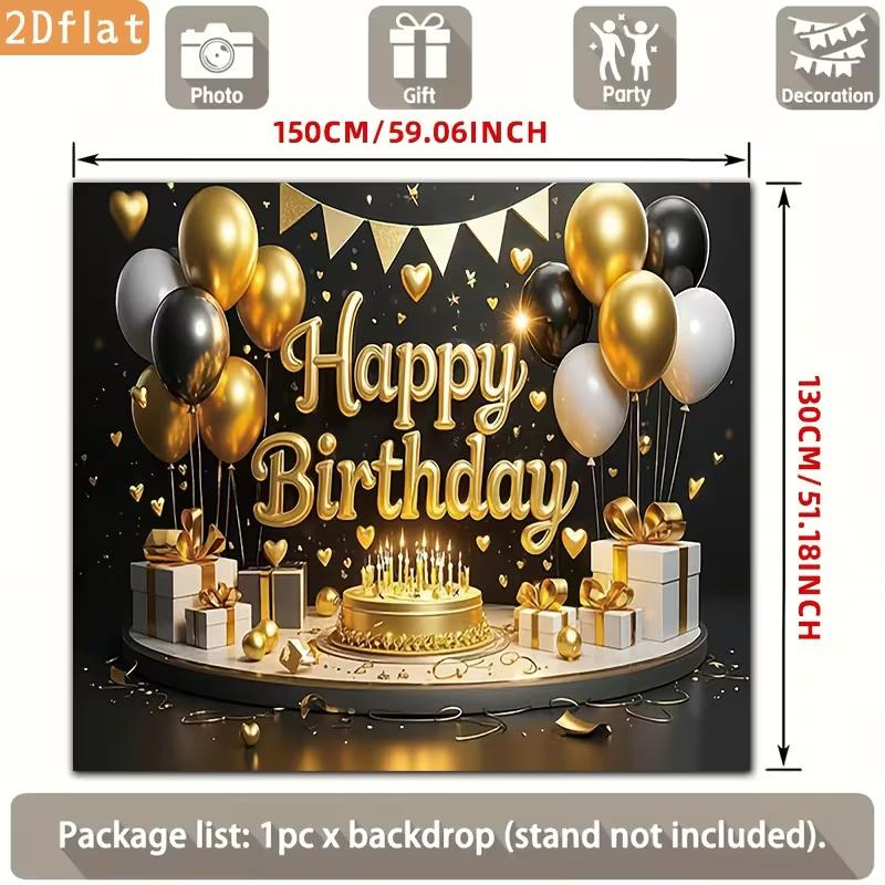 2D Men Black Gold Happy Birthday Backdrop Balloon Cake Party Background 47.2x31.5inch/120*80cm
2D Men Black Gold Happy Birthday Backdrop Balloon Cake Party Background 47.2x31.5inch/120*80cm