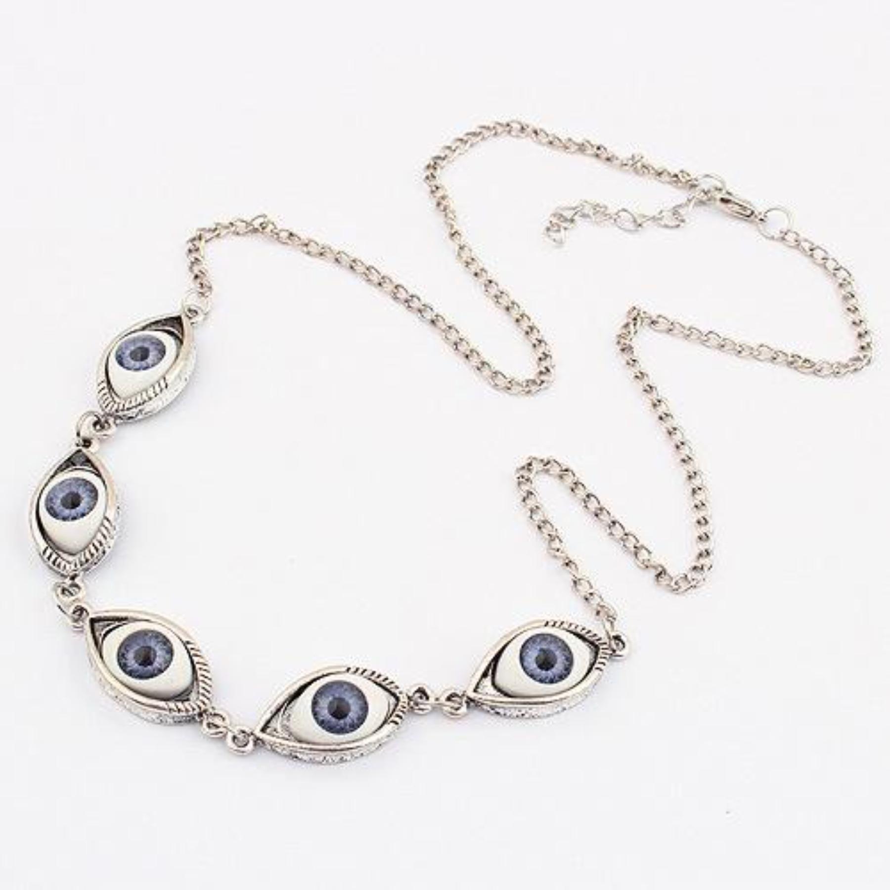 Вінтажні панк-намиста Evil Eye 5pcs Blue Eyeball Connect Exaggeration Multiple Dense Evil Eyes Necklace
Вінтажні панк-намиста Evil Eye 5pcs Blue Eyeball Connect Exaggeration Multiple Dense Evil Eyes Necklace