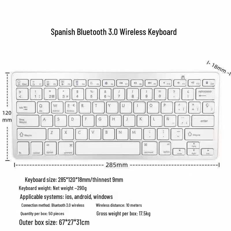 X5 Multi-Language Bluetooth Keyboard for iPad, Phone, and Tablet with Wireless Magic Keys (Russian, German, Spanish) White
X5 Multi-Language Bluetooth Keyboard for iPad, Phone, and Tablet with Wireless Magic Keys (Russian, German, Spanish) White