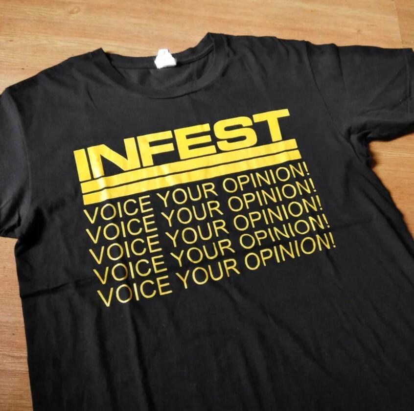 Infest retro t-shirt voice your option new black shirt TE1943 Unisex T-Shirt XXL
Infest retro t-shirt voice your option new black shirt TE1943 Unisex T-Shirt XXL