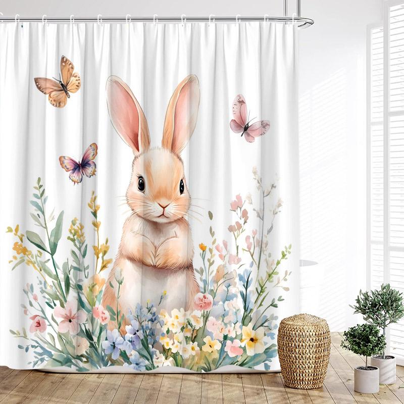 Funny Easter Shower Curtains Cute Bunny Rustic Butterfly Floral Rabbit Eggs Fabric Home Bathroom Curtain Decorative With Hooks W60H190(CM)-1 Pcs
Funny Easter Shower Curtains Cute Bunny Rustic Butterfly Floral Rabbit Eggs Fabric Home Bathroom Curtain Decorative With Hooks W60H190(CM)-1 Pcs