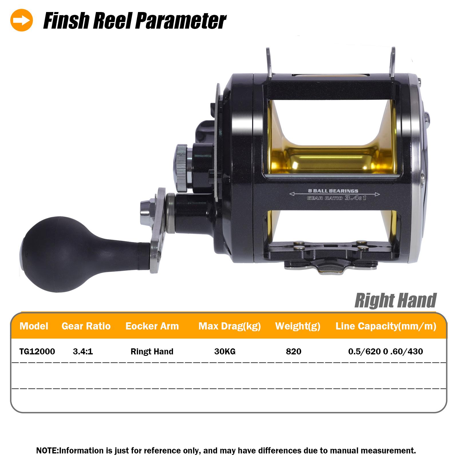 Trolling Drum Fishing Reels All Aluminum Alloy Body Sea Saltwater Drag 30kg Max Drag Speed Ratio 3.4:1 8+1BB Jigging Reel Boat Carretilha De Pesca TG12000
Trolling Drum Fishing Reels All Aluminum Alloy Body Sea Saltwater Drag 30kg Max Drag Speed Ratio 3.4:1 8+1BB Jigging Reel Boat Carretilha De Pesca TG12000