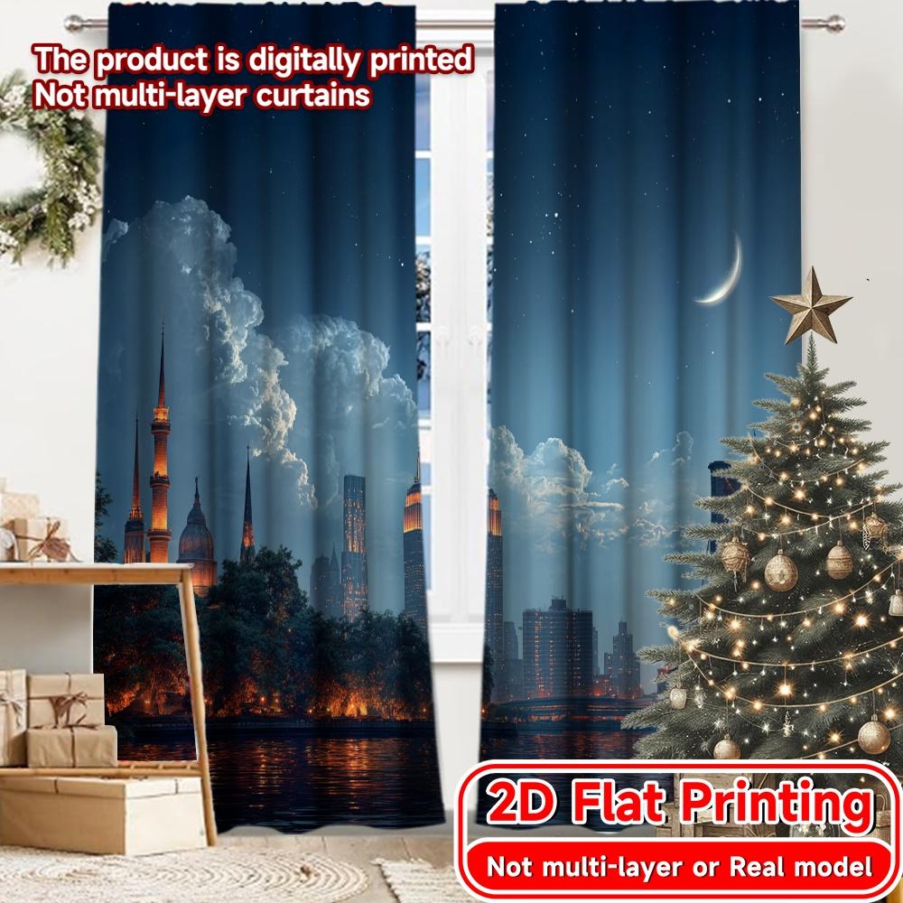 Set Of 2 Flat Printing Curtains Without Rod Cityscape Night View Easter Holiday Digital Polyester Easy Made W100*H70(CM)-Hooks&1PCS
Set Of 2 Flat Printing Curtains Without Rod Cityscape Night View Easter Holiday Digital Polyester Easy Made W100*H70(CM)-Hooks&1PCS