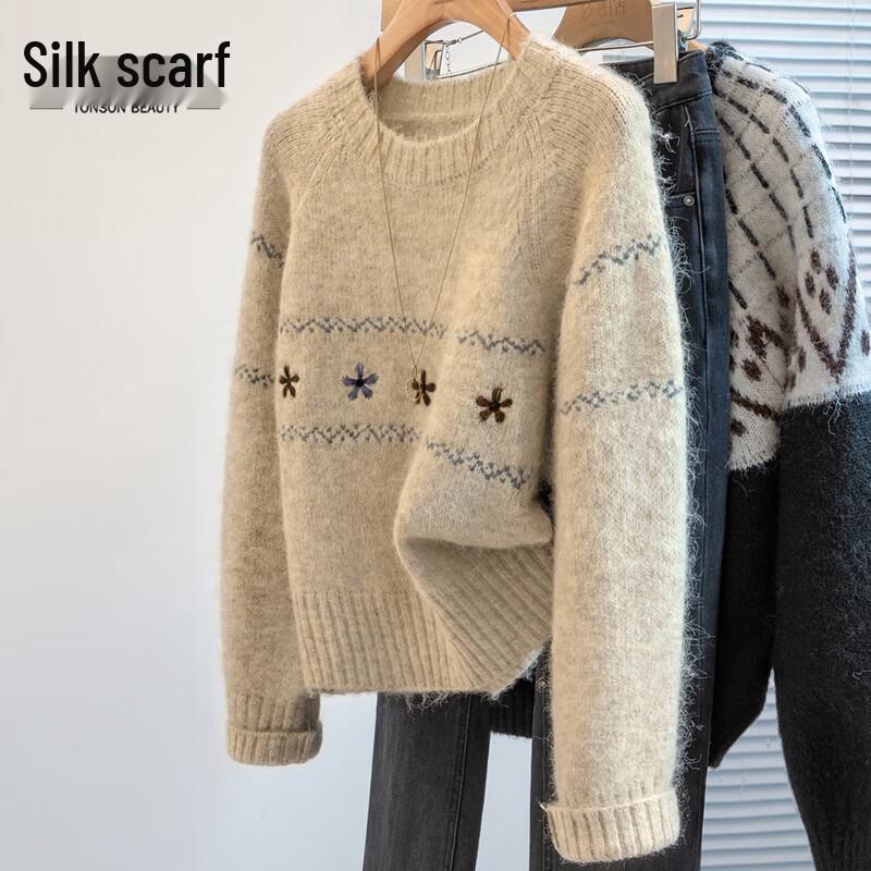 Women s Floral Embroidered Loose Pullover Sweater L
Women s Floral Embroidered Loose Pullover Sweater L
