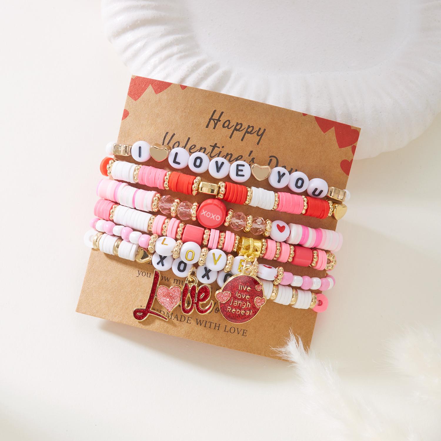 6Pcs/Set Romantic Love Heart Pendant Bracelets for Women Girls Cute Pink Soft Clay Beaded Bangles Valentine s Day Jewelry Gift
6Pcs/Set Romantic Love Heart Pendant Bracelets for Women Girls Cute Pink Soft Clay Beaded Bangles Valentine s Day Jewelry Gift
