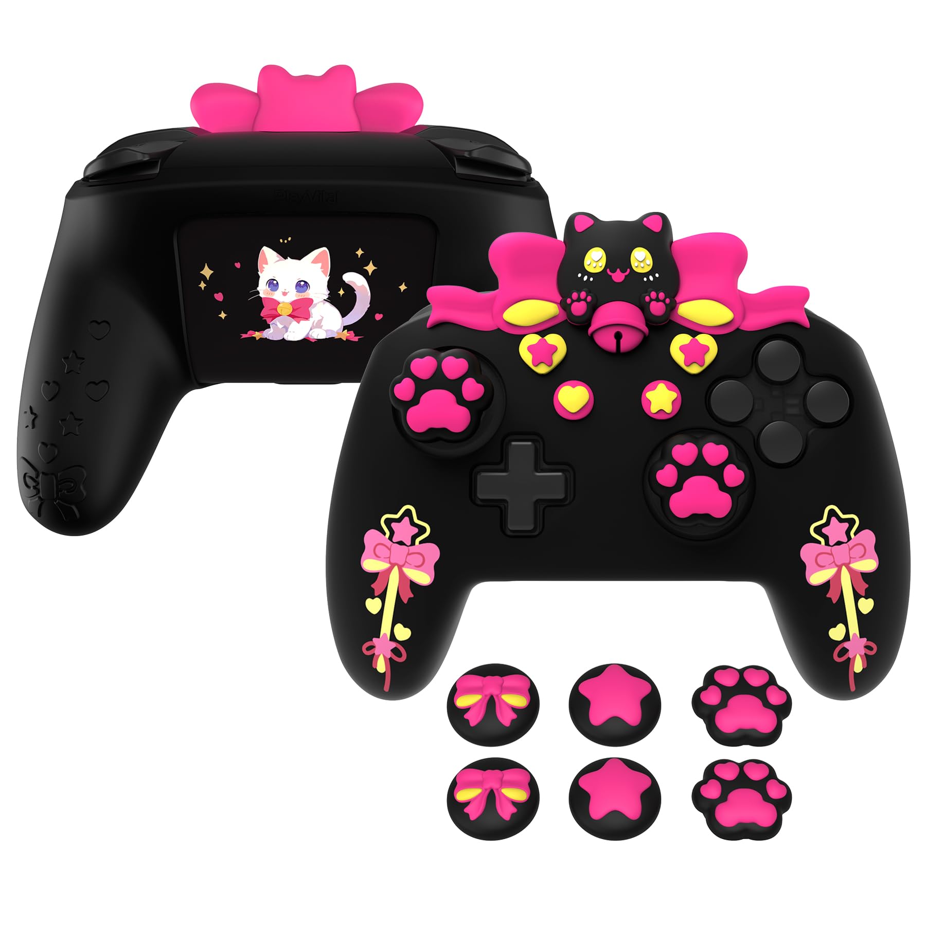 Силіконова накладка PlayVital Sweetheart Kitty для контролера Switch Pro Controller Cute grip ручка джойстика та захисний силіконовий чохол для контролера Switch Pro Controller - чорний
Силіконова накладка PlayVital Sweetheart Kitty для контролера Switch Pro Controller Cute grip ручка джойстика та захисний силіконовий чохол для контролера Switch Pro Controller - чорний