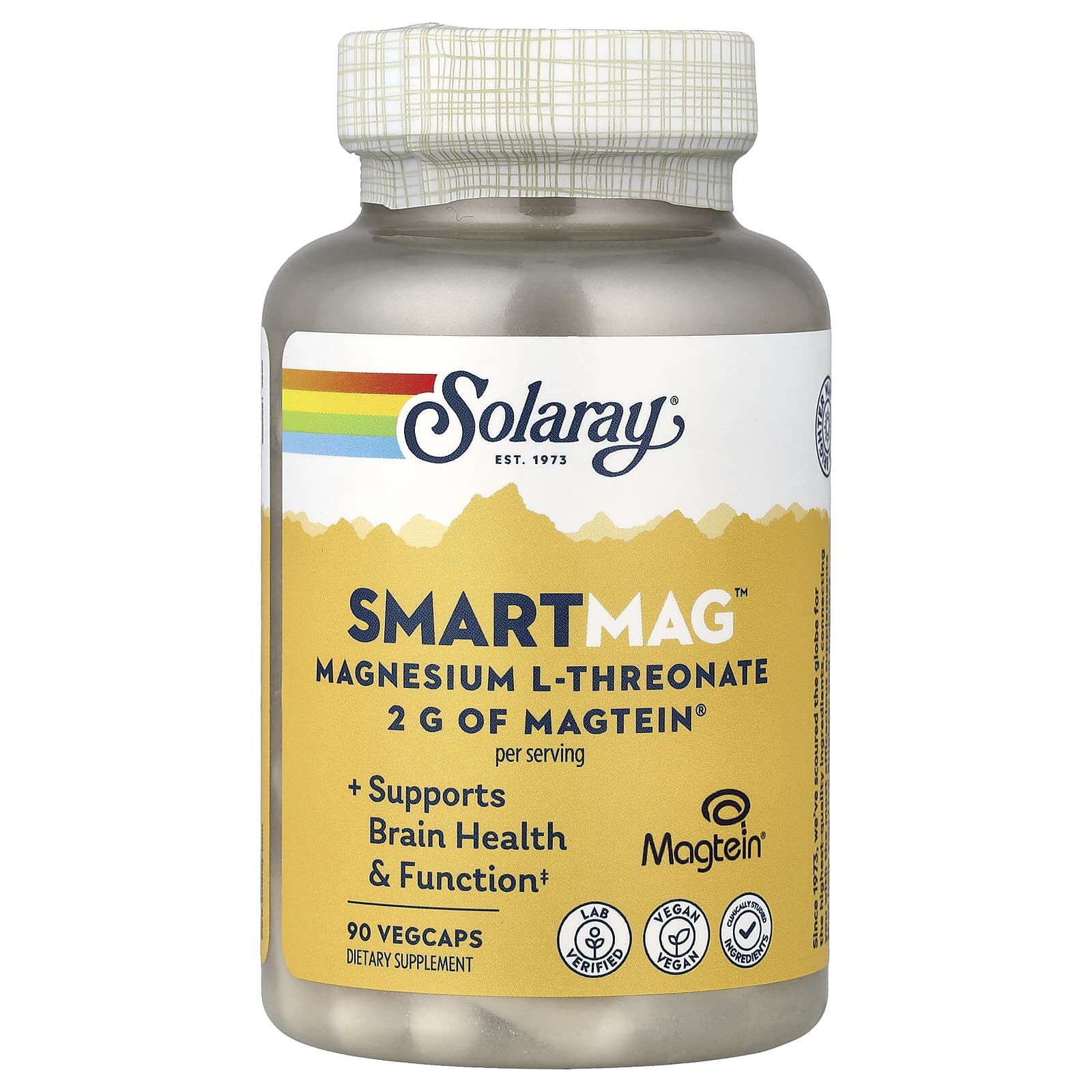 Solaray, SmartMag® Magnesium L-Threonate, 90 Veggie Capsules (48 mg per Veggie Capsule)
Solaray, SmartMag® Magnesium L-Threonate, 90 Veggie Capsules (48 mg per Veggie Capsule)