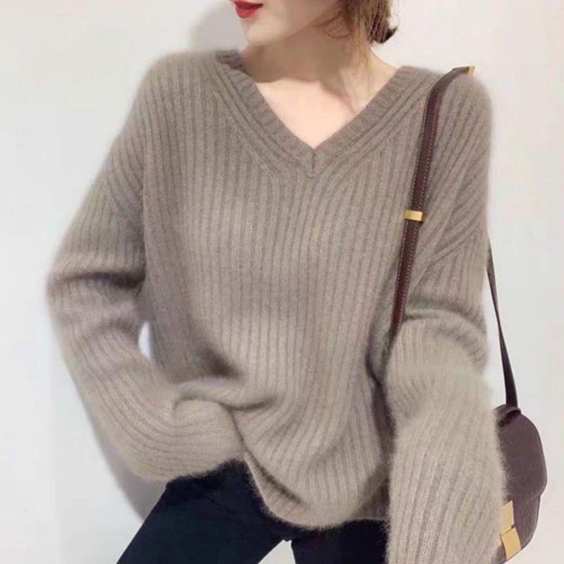 Ленивый ветер V-образный вырез свитер женский свободный и тонкий осень и зима новый универсальный пуловер вязаный свитер базовый модный женский 3XL (155-85 kg) верблюд
Ленивый ветер V-образный вырез свитер женский свободный и тонкий осень и зима новый универсальный пуловер вязаный свитер базовый модный женский 3XL (155-85 kg) верблюд