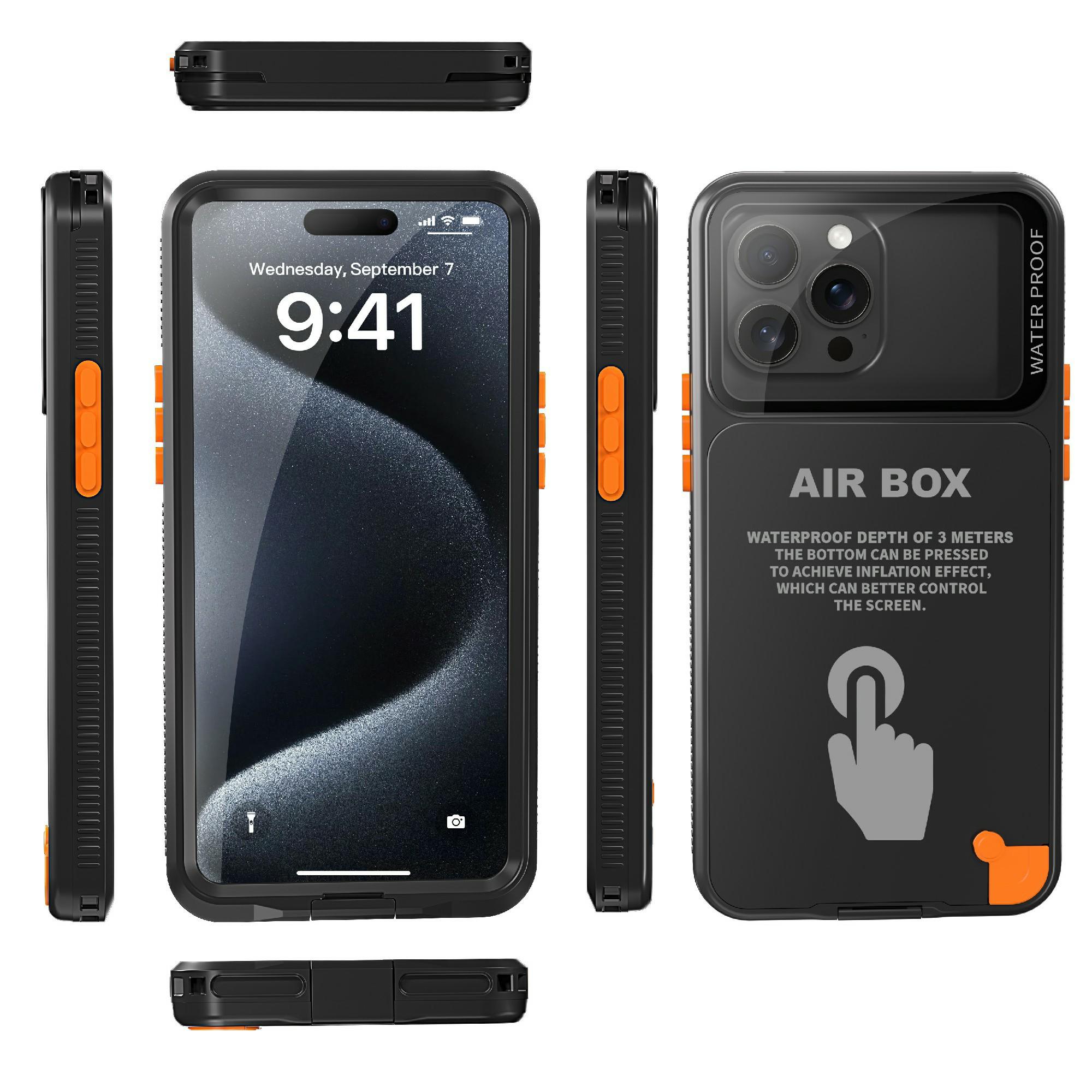 SHELLBOX Air Box Series For iPhone 15 Pro Max Waterproof Cover PC+TPU+PET Protective Phone Case Black
SHELLBOX Air Box Series For iPhone 15 Pro Max Waterproof Cover PC+TPU+PET Protective Phone Case Black