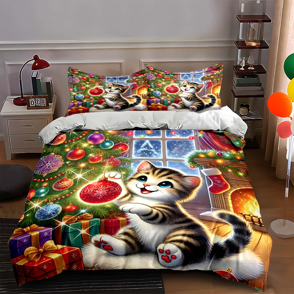 Festive kitten scene Bedding Duvet cover sets Duvet covers Pillowcases gifts (1 * Duvet Cover 2 * Pillowcases, without duvet insert) 135x200cm
Festive kitten scene Bedding Duvet cover sets Duvet covers Pillowcases gifts (1 * Duvet Cover 2 * Pillowcases, without duvet insert) 135x200cm