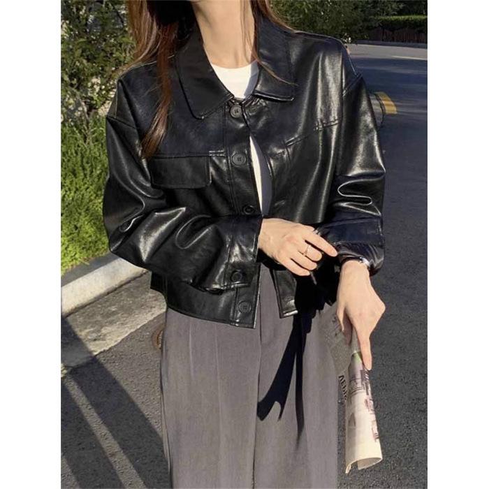 Korean chic autumn niche handsome lapel single-breasted loose casual long-sleeved locomotive suit leather jacket short coat women XL
Korean chic autumn niche handsome lapel single-breasted loose casual long-sleeved locomotive suit leather jacket short coat women XL