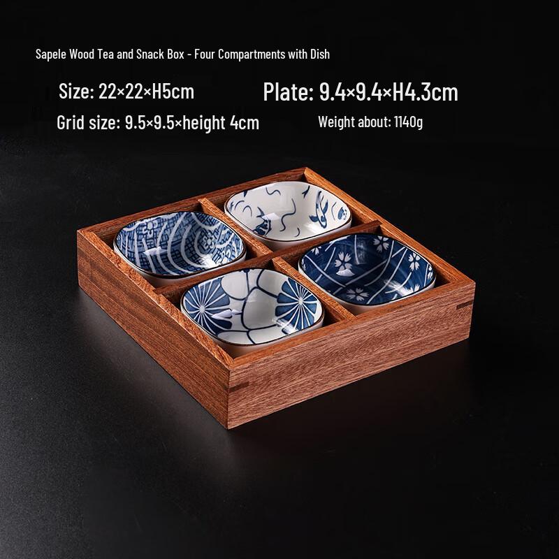 Jun Shiqi WQ Chinese Style Square Wood Four-Compartment Snack Tray Set
Jun Shiqi WQ Chinese Style Square Wood Four-Compartment Snack Tray Set