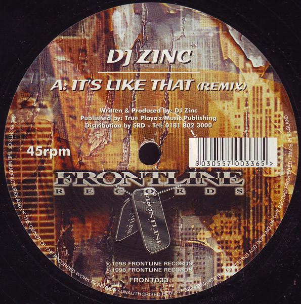 12inch Record DJ ZINC Its Like That Remix Music Of Y FRONT033 Frontline Recor 1998 UK Dance Electronica Used
12inch Record DJ ZINC Its Like That Remix Music Of Y FRONT033 Frontline Recor 1998 UK Dance Electronica Used