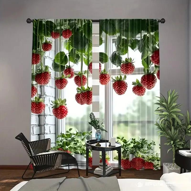 Strawberry Green Leaf Printed Curtains Are Suitable Bedrooms Living Rooms Home Decoration Christmas Curtain Made Of Polyester Washable Area Ready W100*H70(CM)-Grommet top&1PCS
Strawberry Green Leaf Printed Curtains Are Suitable Bedrooms Living Rooms Home Decoration Christmas Curtain Made Of Polyester Washable Area Ready W100*H70(CM)-Grommet top&1PCS