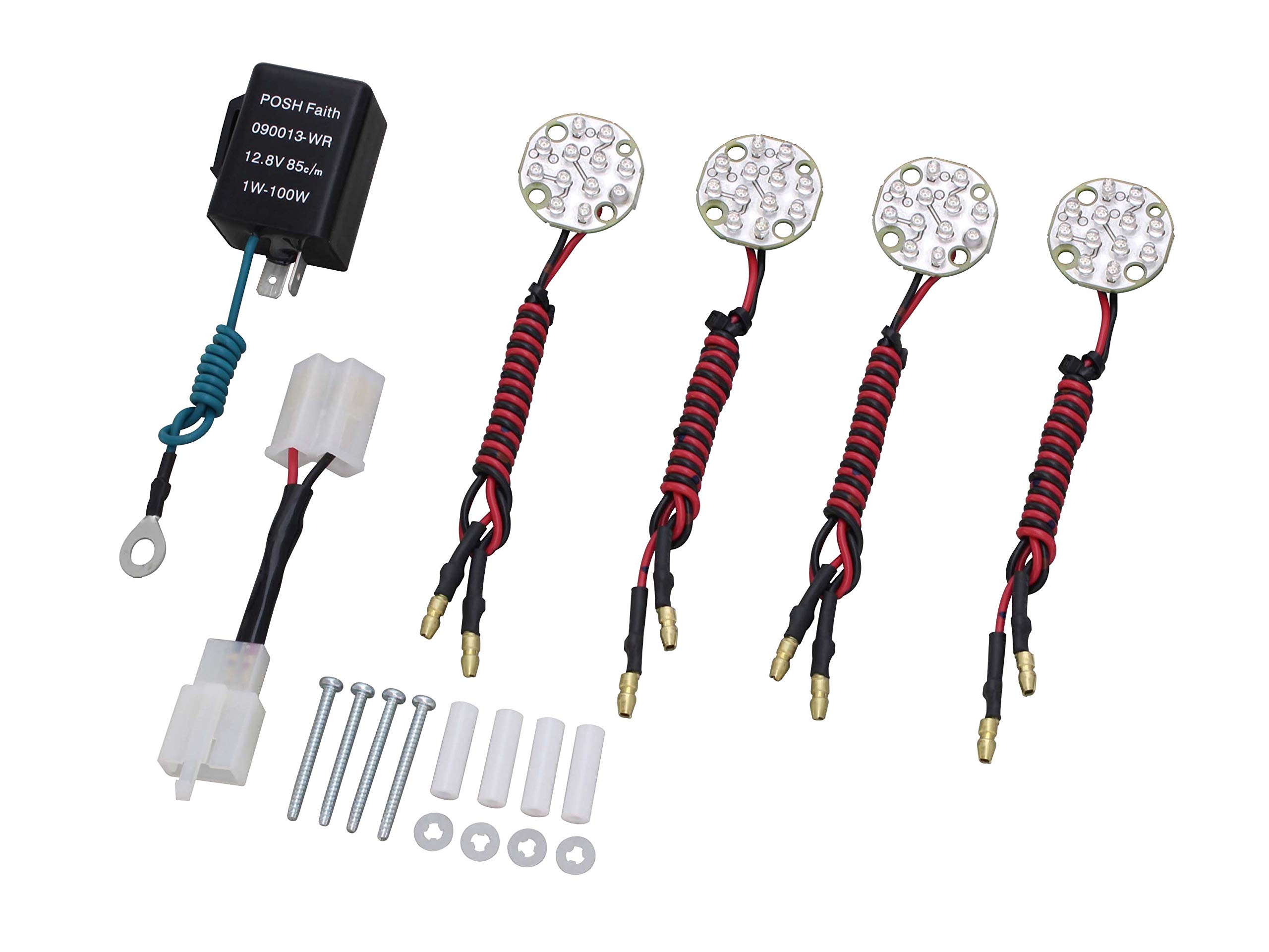 POSH FAITH Motorcycle Turn Signal LED Conversion Kit for Series Motorcycles (Round) Classic/Aluminum Machined/Cast (Part Number 095091-CO)
POSH FAITH Motorcycle Turn Signal LED Conversion Kit for Series Motorcycles (Round) Classic/Aluminum Machined/Cast (Part Number 095091-CO)