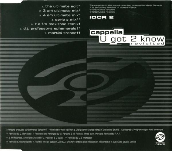 CD CAPPELLA U Got 2 Know Revisited IDCR2 Internal Dance 1993 UK Dance Electronica Б/у
CD CAPPELLA U Got 2 Know Revisited IDCR2 Internal Dance 1993 UK Dance Electronica Б/у