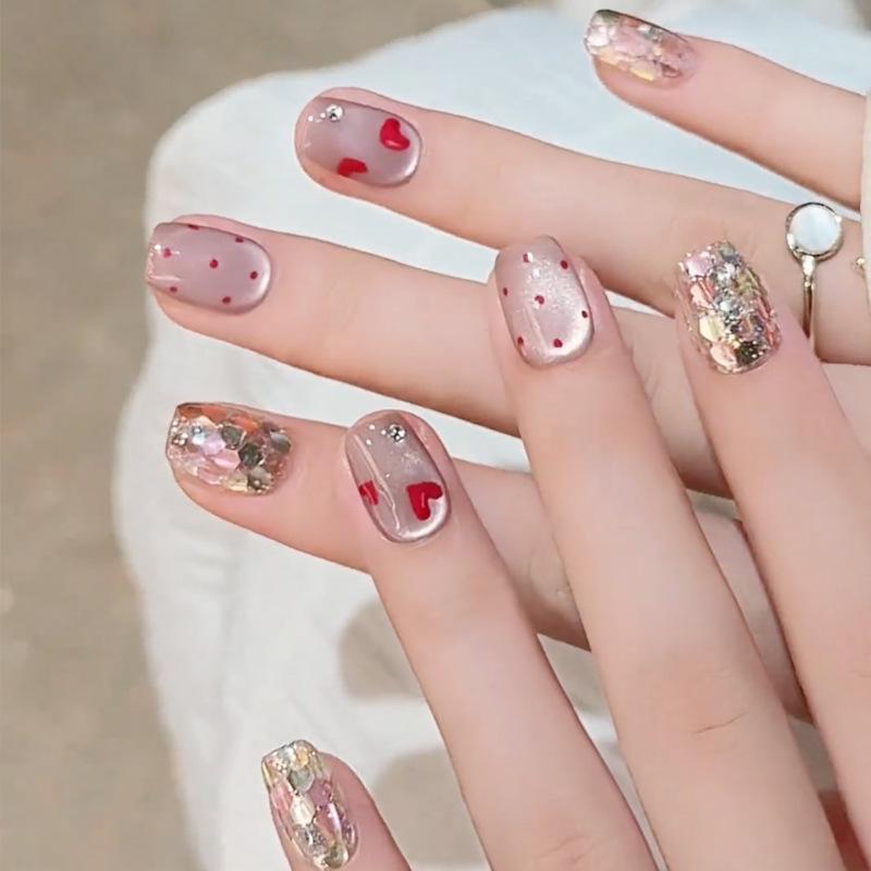Sweet Heart Glitter Short Cat Eye Nail Stickers - Wearable Student Nail Tips, Finished False Nails Glue Type
Sweet Heart Glitter Short Cat Eye Nail Stickers - Wearable Student Nail Tips, Finished False Nails Glue Type