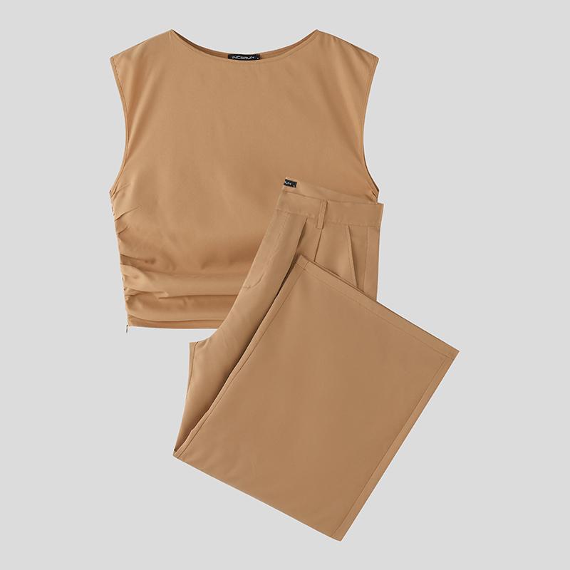 INCERUN Men Two Pieces Sleeveless Ruffled Tank Tops and Trousers Casual Pants Sets Outfits 5XL хаки
INCERUN Men Two Pieces Sleeveless Ruffled Tank Tops and Trousers Casual Pants Sets Outfits 5XL хаки